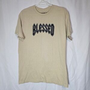 Popular Poison Mens Blessed City of Angels Cherub Graphic T-Shirt Tan Medium‎